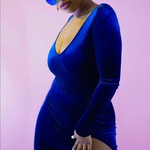Royal Blue Velvet Dress